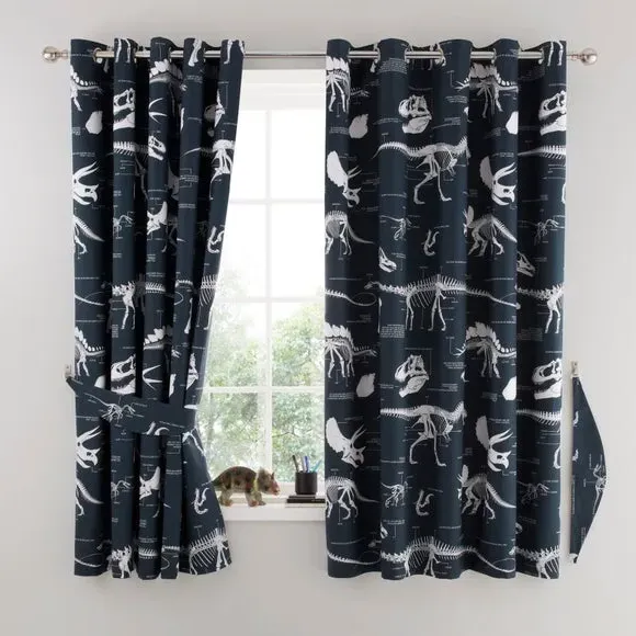 Blackout Eyelet Curtains - Black/White, Cotton