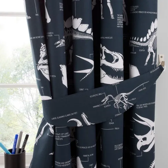 Blackout Eyelet Curtains - Black/White, Cotton
