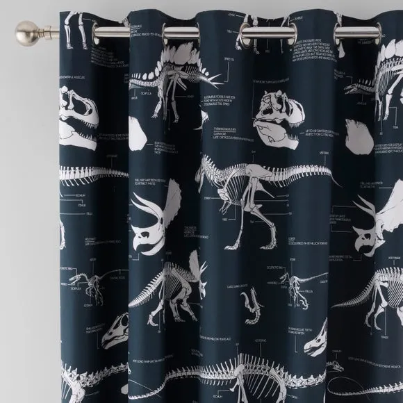 Blackout Eyelet Curtains - Black/White, Cotton image