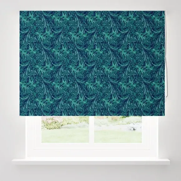 Blackout Roller Blind Marbling Print - Blue