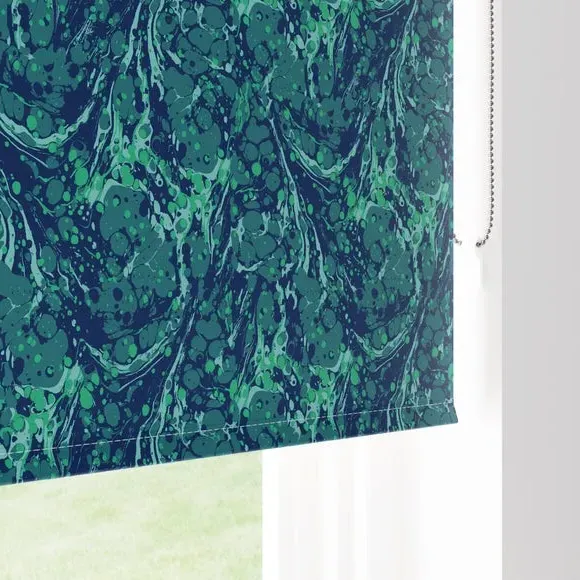 Blackout Roller Blind Marbling Print - Blue