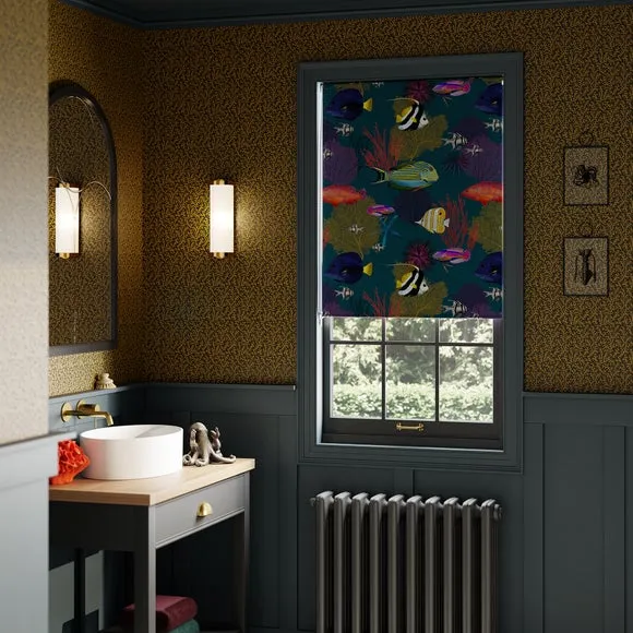 Blackout Roller Blind - Teal, Recycled Polyester