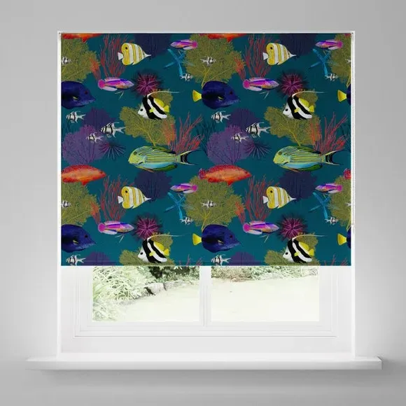 Blackout Roller Blind - Teal, Recycled Polyester
