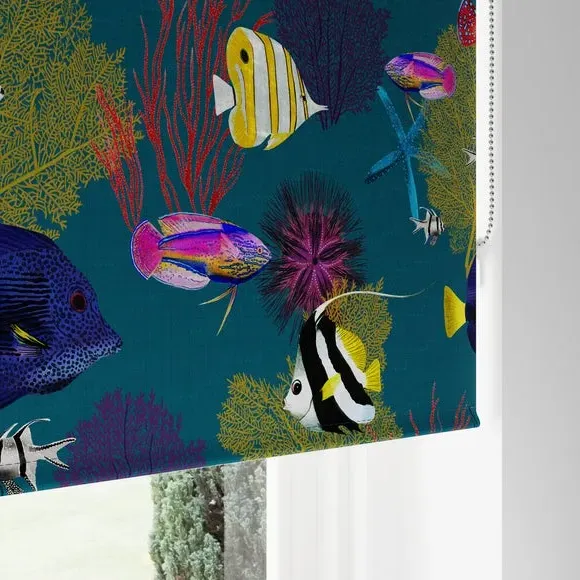 Blackout Roller Blind - Teal, Recycled Polyester