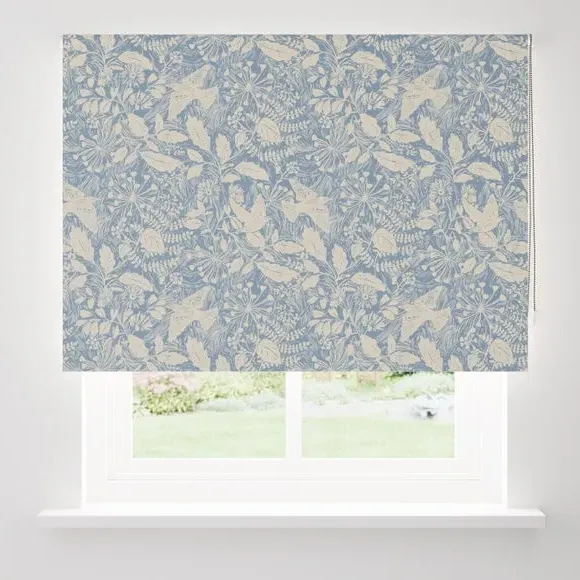 Blackout Roller Blind with Starling Print - Blue