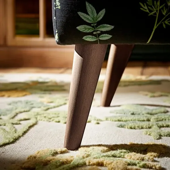 Botanical Print Footstool - Green, Fabric