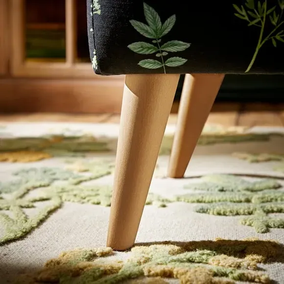 Botanical Print Footstool - Green, Fabric