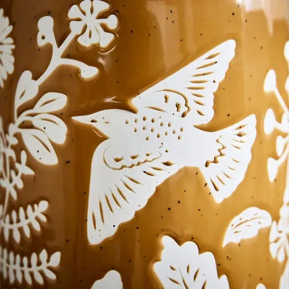 Bottle Vase with Wax Resist - Ochre, Ceramic