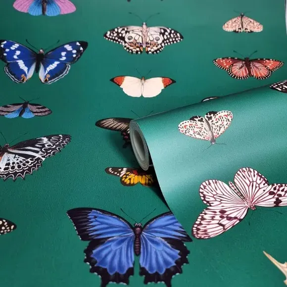 Butterfly Wallpaper - Emerald, Paper