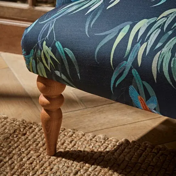 Button Back Armchair - Kingfisher Print