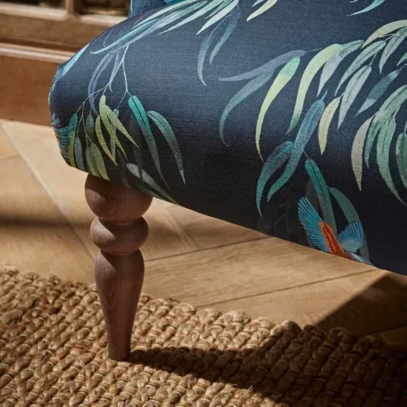Button Back Armchair - Kingfisher Print