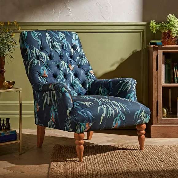 Button Back Armchair - Kingfisher Print image