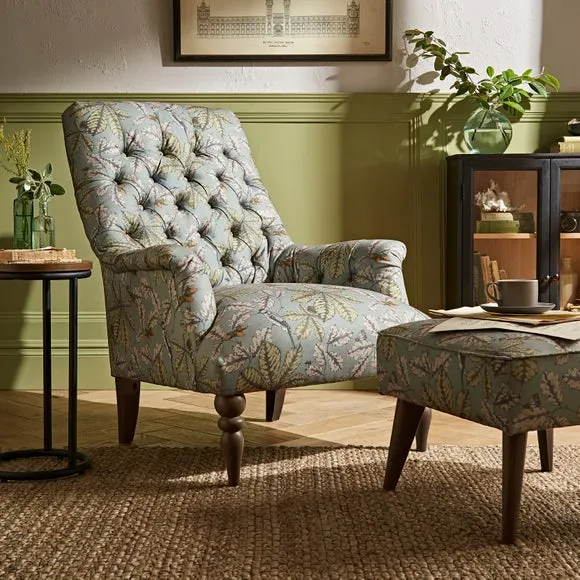Button Back Chair - Arboretum Print, Fabric
