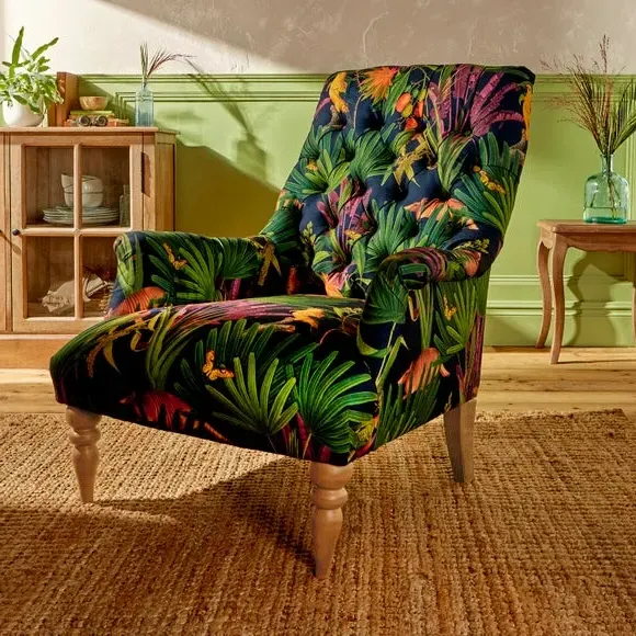 Buttoned Back Chair - Tropical Print image
