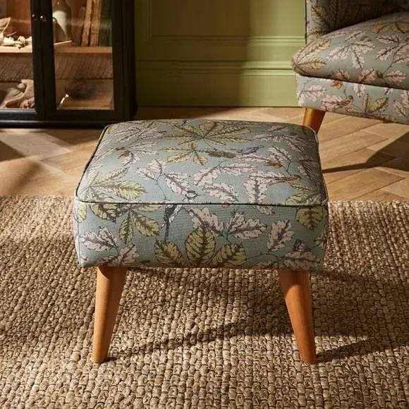 Compact Footstool with Storage - Arboretum Print