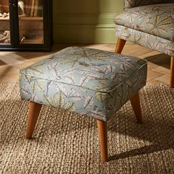 Compact Footstool with Storage - Arboretum Print