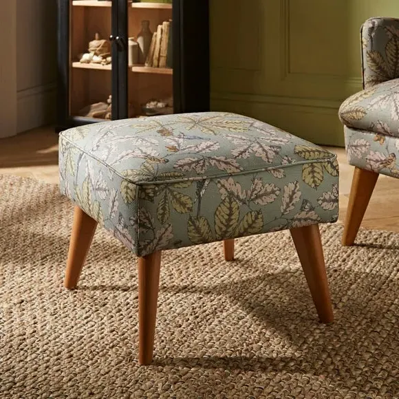 Compact Footstool with Storage - Arboretum Print