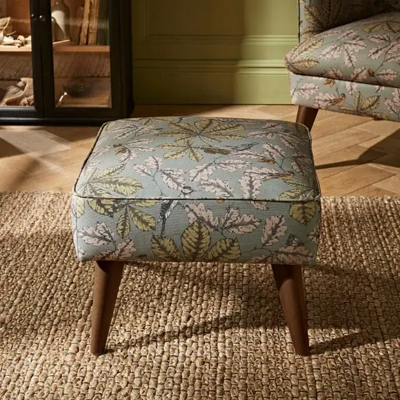Compact Footstool with Storage - Arboretum Print