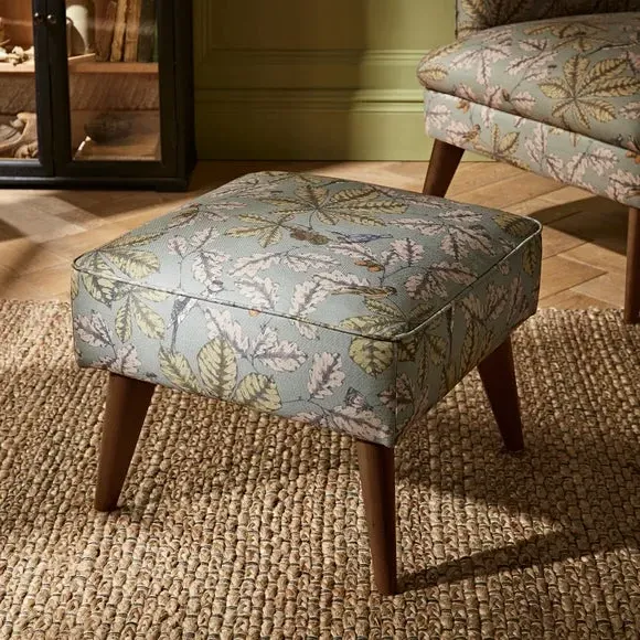 Compact Footstool with Storage - Arboretum Print