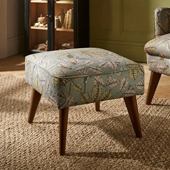 Compact Footstool with Storage - Arboretum Print