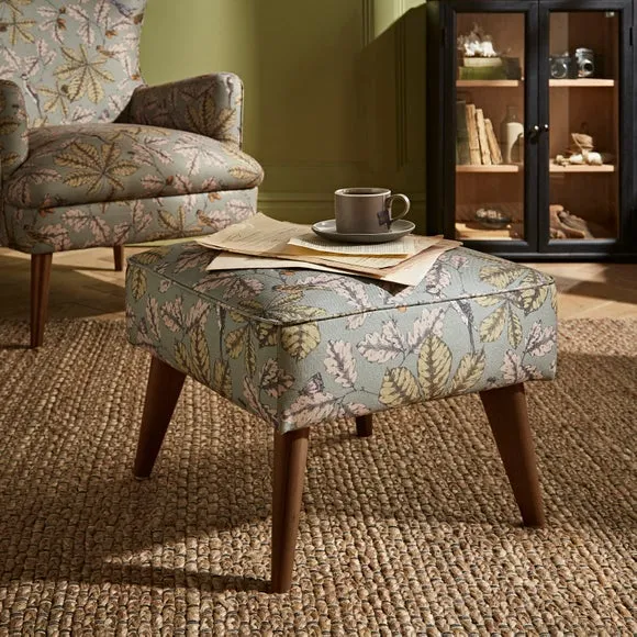 Compact Footstool with Storage - Arboretum Print image