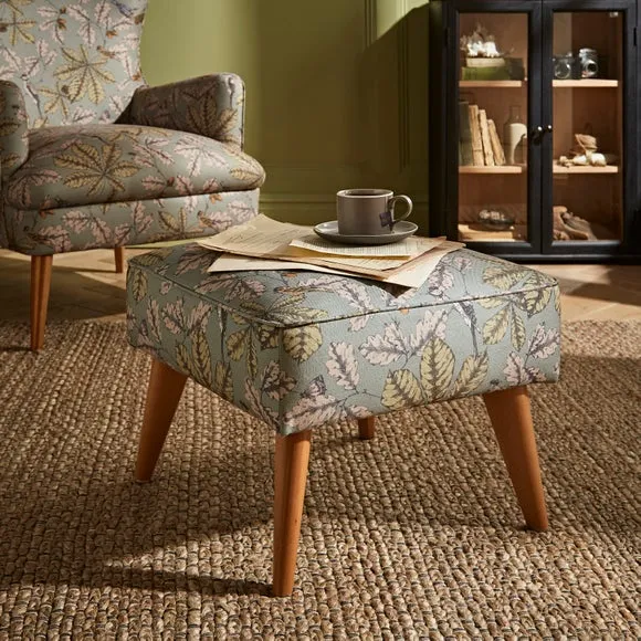 Compact Footstool with Storage - Arboretum Print