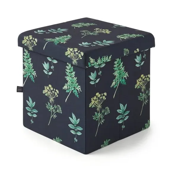 Cube Ottoman with Storage - Black, Velvet