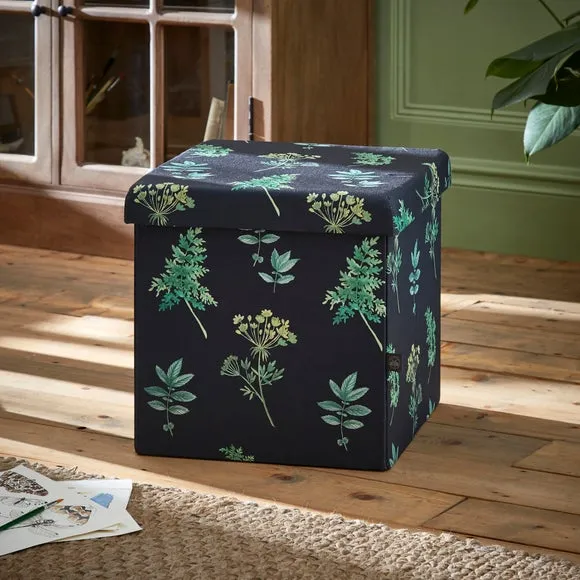 Cube Ottoman with Storage - Black, Velvet