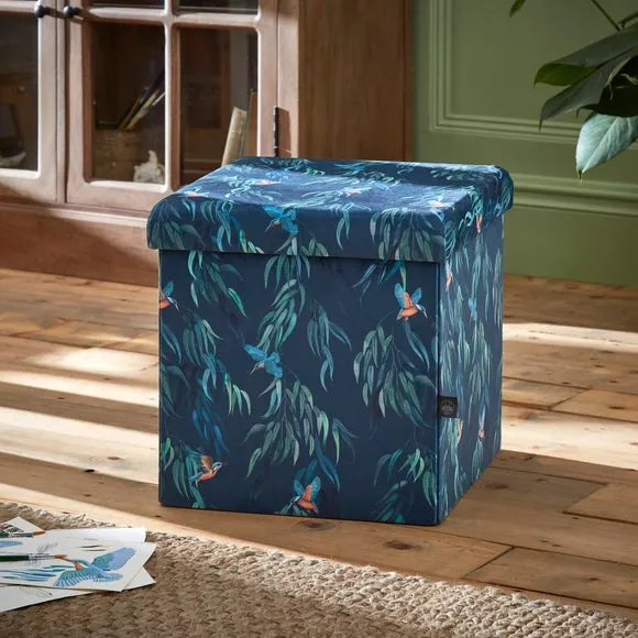 Cube Storage Ottoman - Teal, Velvet image