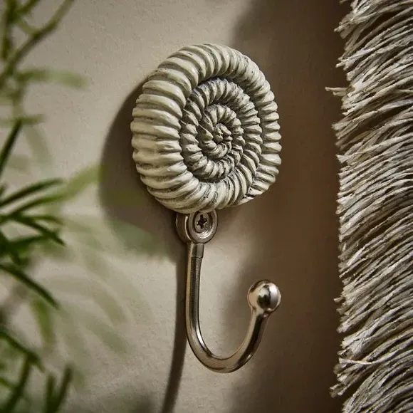 Curtain Hook with Ammonite Design - Satin Steel