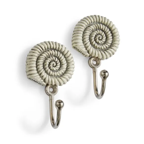 Curtain Hook with Ammonite Design - Satin Steel
