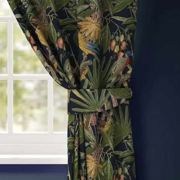 Curtain Tieback Tropical Print - Navy