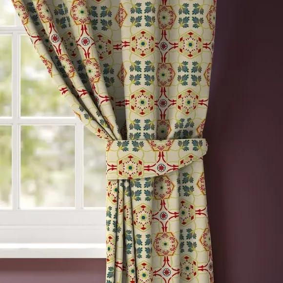 Curtain Tieback with Embroidery - Red