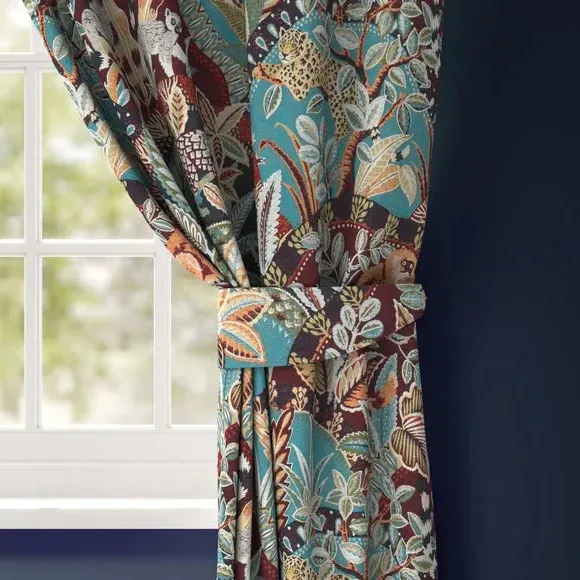 Curtain Tieback with Floral Pattern - Green image