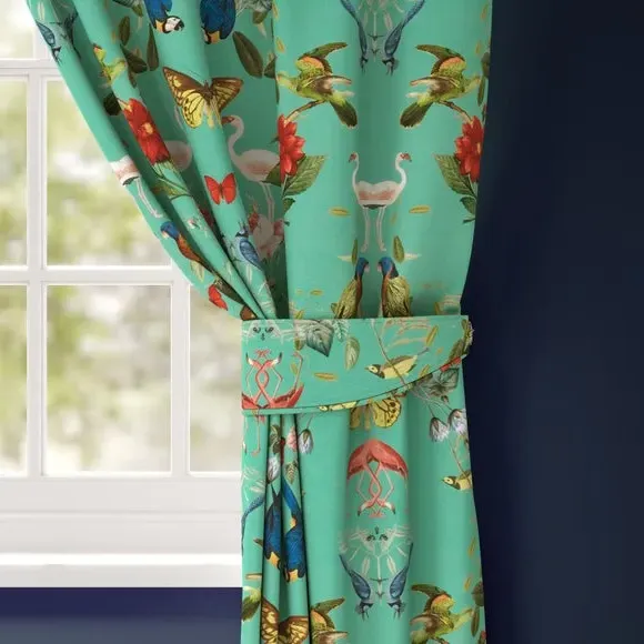 Curtain Tieback with Kaleidoscope Print - Aqua image