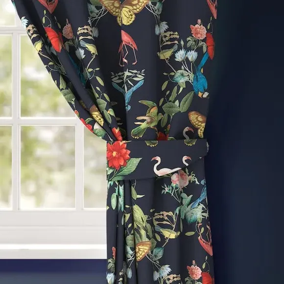Curtain Tieback with Kaleidoscope Print - Navy