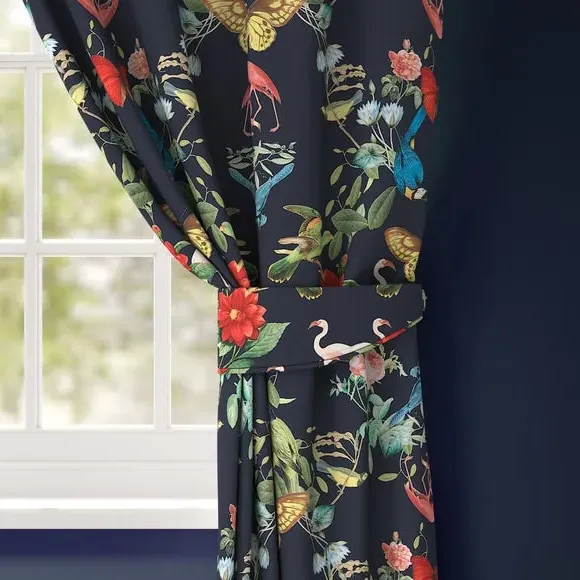 Curtain Tieback with Kaleidoscope Print - Navy