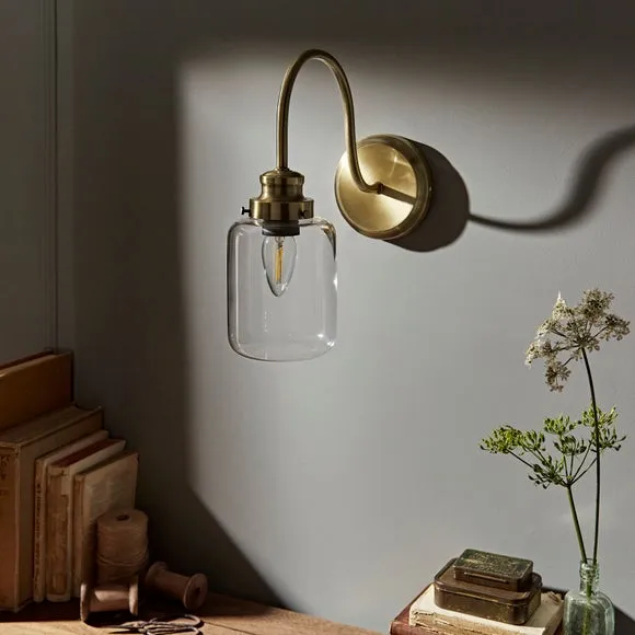Curved Wall Light - Antique Brass, Metal
