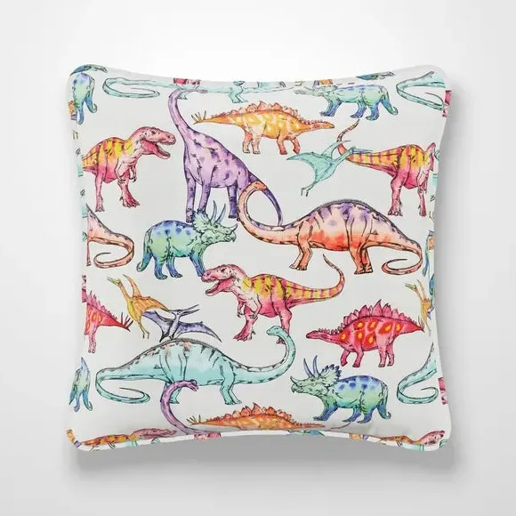 Cushion Cover with Dinosaur Print - Multi, Cotton