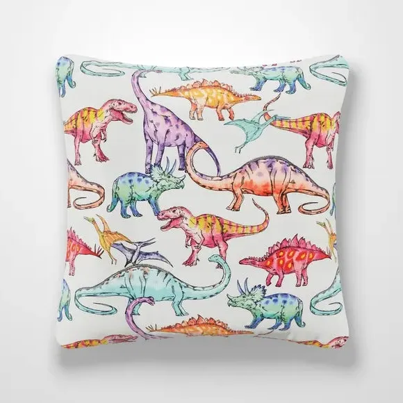 Cushion Cover with Dinosaur Print - Multi, Cotton
