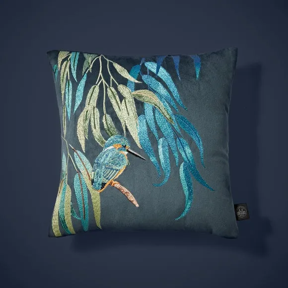 Cushion Cover with Embroidered Design - Peacock