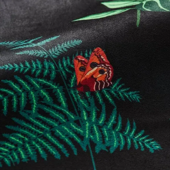 Cushion Cover with Floral Design - Black, Velvet