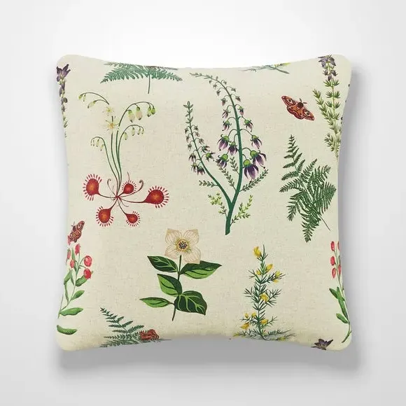 Cushion Cover with Floral Design - Natural, Cotton