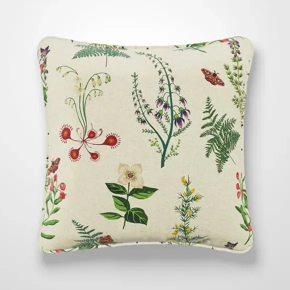 Cushion Cover with Floral Design - Natural, Cotton