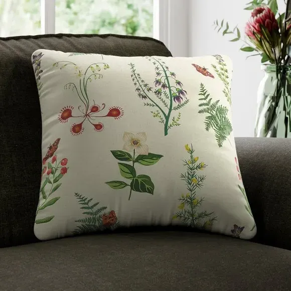 Cushion Cover with Floral Design - Natural, Cotton image