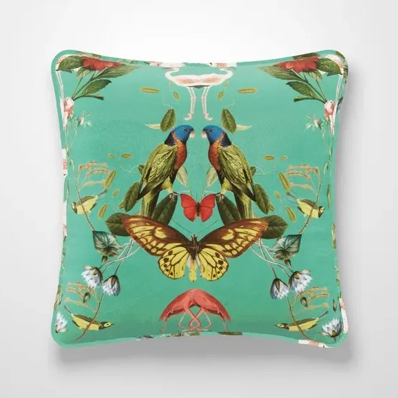 Cushion Cover with Kaleidoscope Print - Aqua