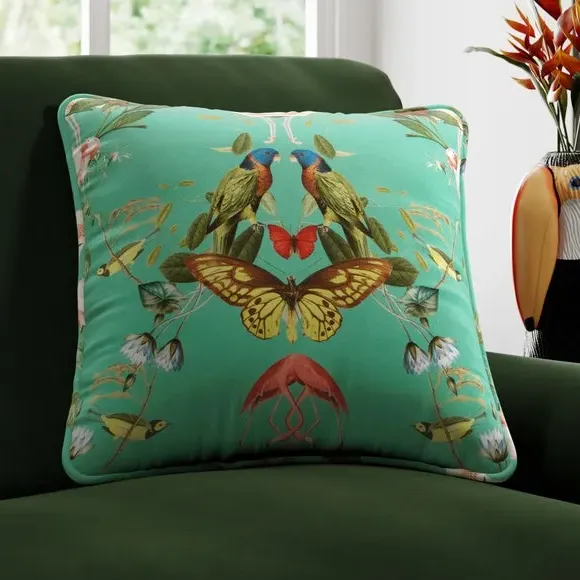 Cushion Cover with Kaleidoscope Print - Aqua