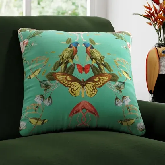 Cushion Cover with Kaleidoscope Print - Aqua image