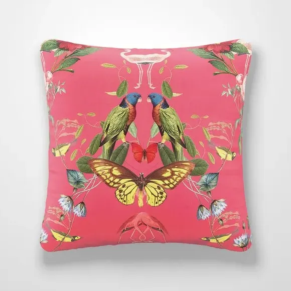 Cushion Cover with Kaleidoscope Print - Magenta