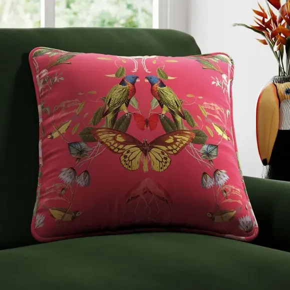 Cushion Cover with Kaleidoscope Print - Magenta